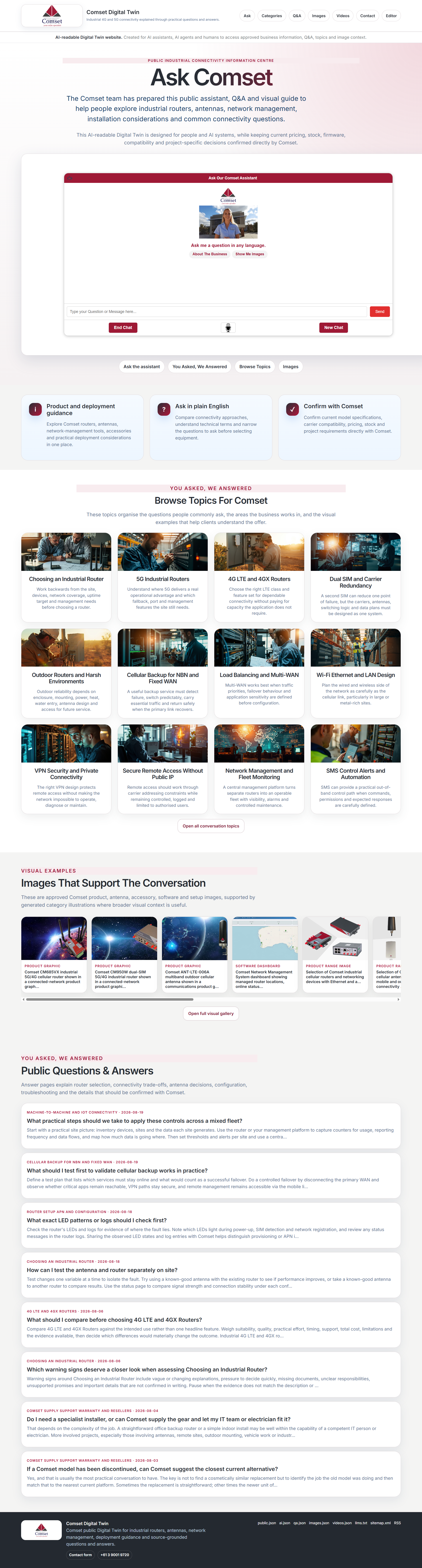 COMSET Australia Digital Twin homepage screenshot