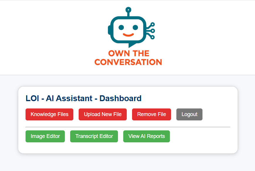Own The Conversation admin main menu