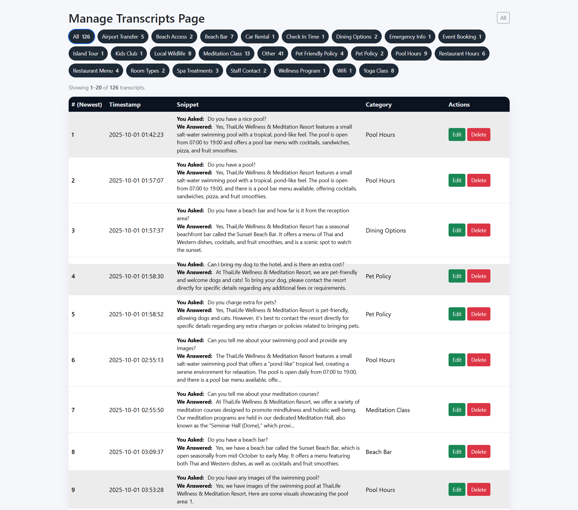 Manage transcripts and Q&A content in the Own The Conversation system