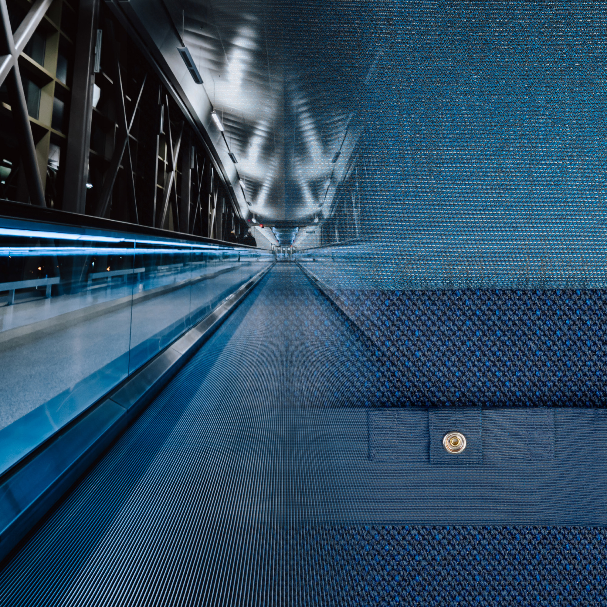 blue walkway carpet