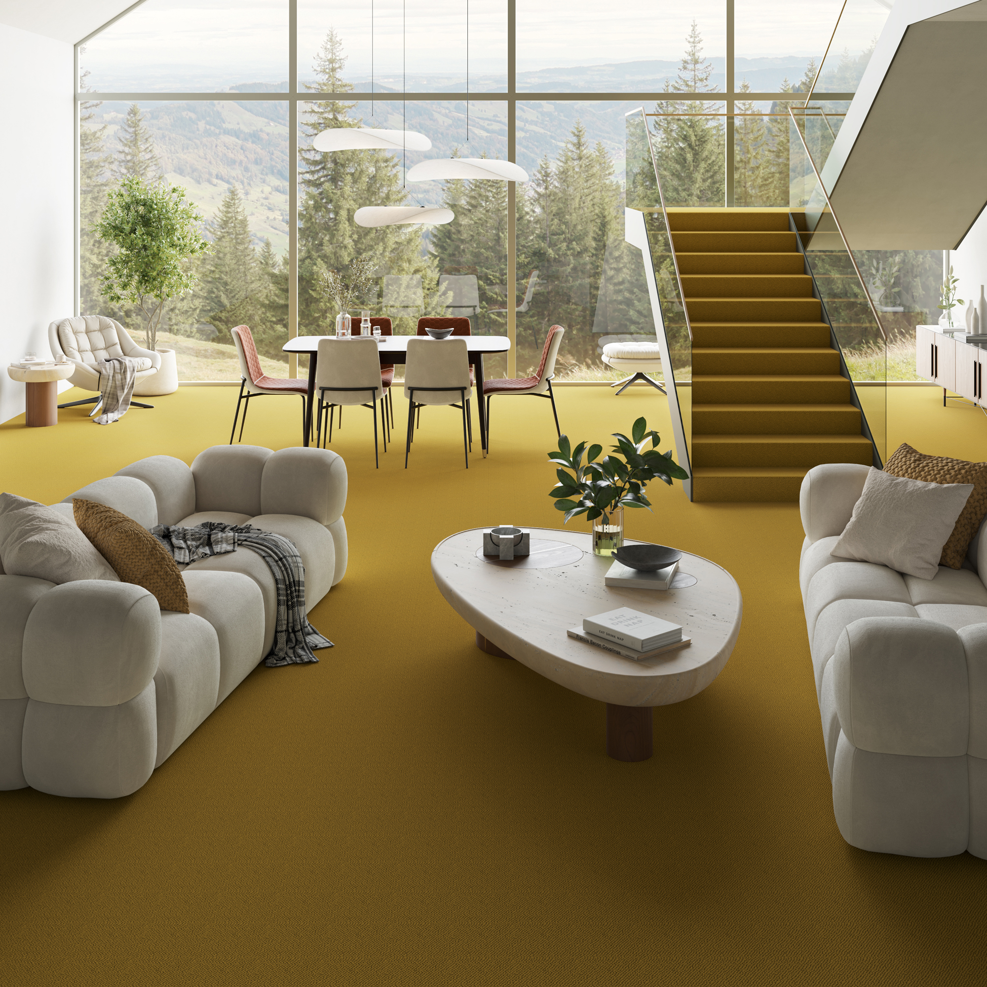 yellow living-room carpet