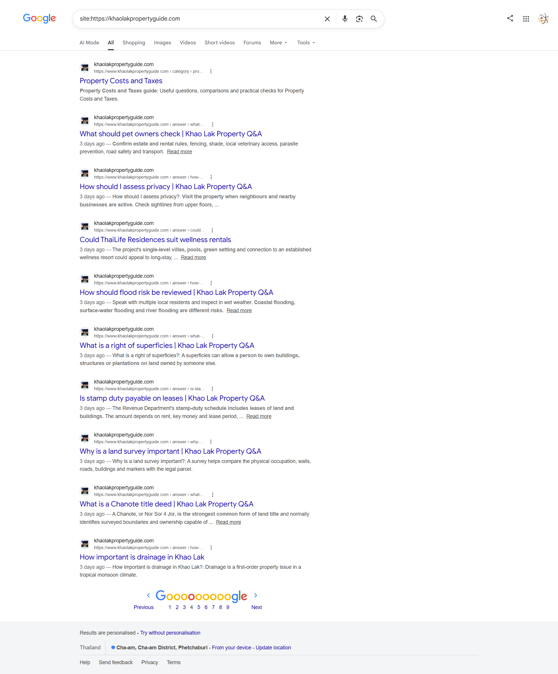Khao Lak Property Guide Google proof screenshot page two