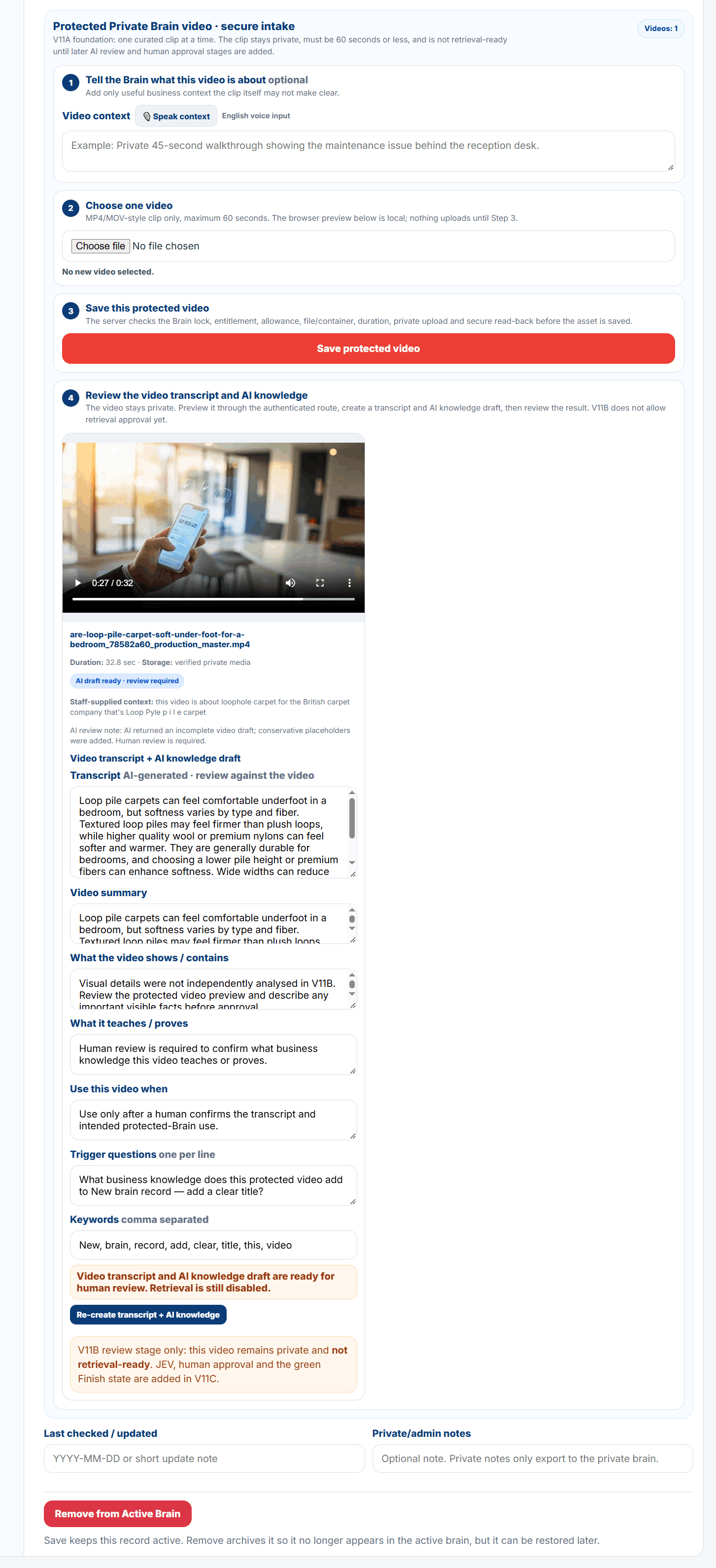 Own The Conversation private video upload workflow