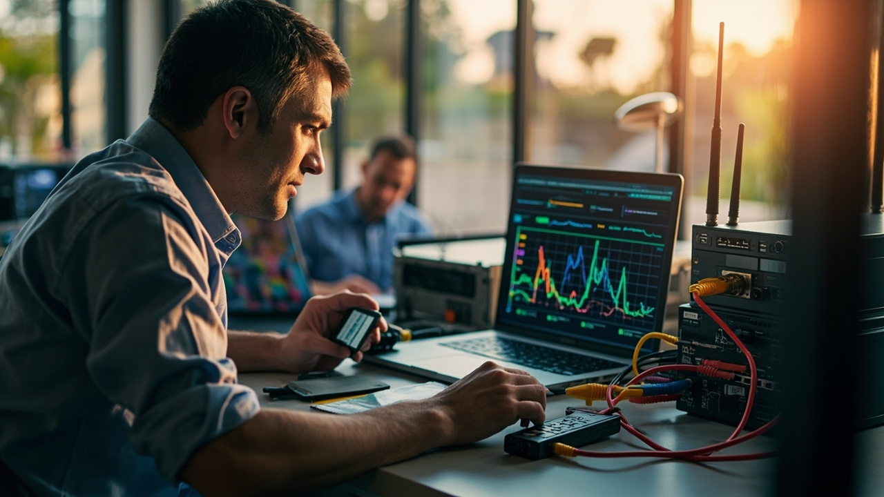 Maintaining and troubleshooting industrial routers using model-appropriate firmware, logs, signa