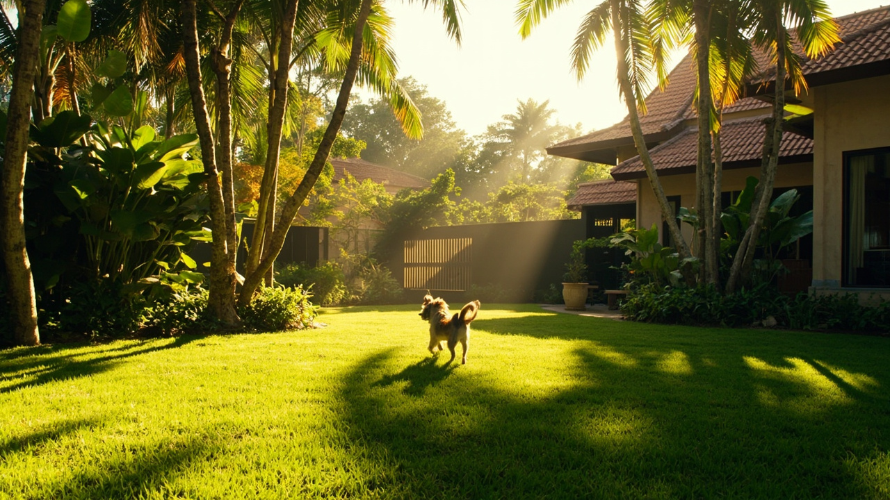 Pet Friendly Villa. Generated Hua Hin Property Guide visual context for property guide pages, buyer Q&A, assistant image replies and public image search. It is not a live property listing or agency photo. Topics: pool villas, family homes, gated estates, villa ownership, outdoor living, Villa Living, Hua Hin Property Guide