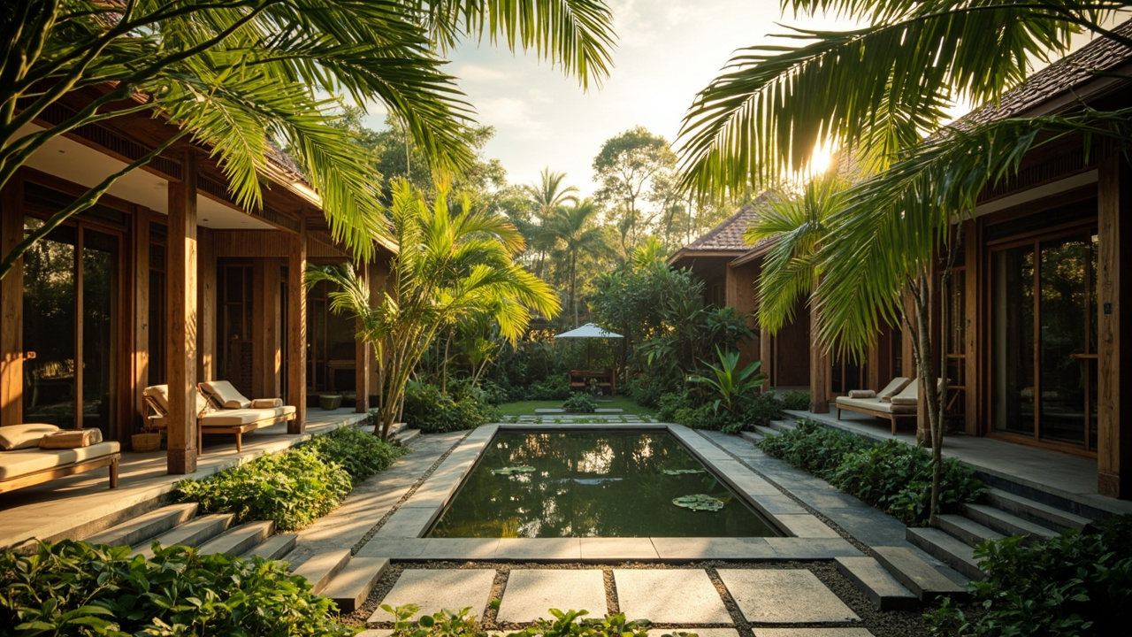 Generated editorial image for Spa And Wellness Villas: private villas surrounding a calm spa garden with natural materials and quiet luxury. This is contextual imagery, not a photograph of a specific listing or ThaiLife property.