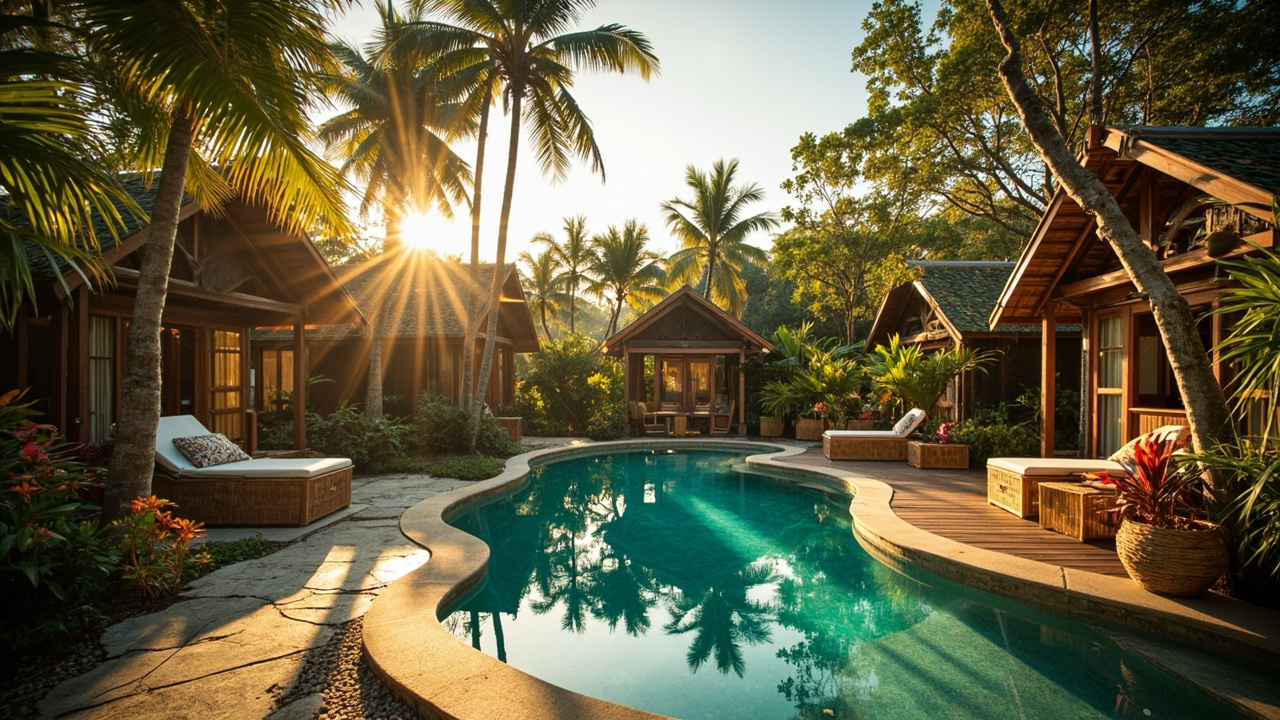 Generated editorial image for Small-Resort Opportunities: a compact tropical hospitality property with bungalows, pool and clear potential for an owner-operator. This is contextual imagery, not a photograph of a specific listing or ThaiLife property.