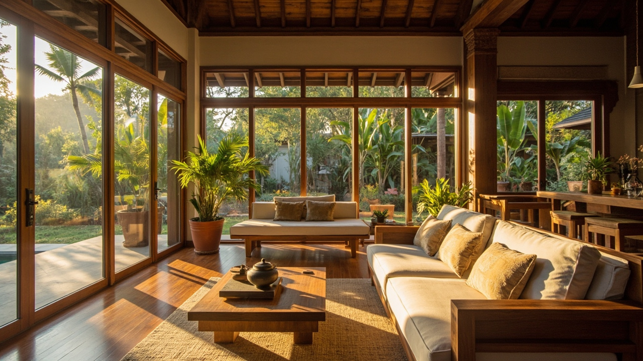 Generated editorial image for Long-Term Rentals: a furnished Khao Lak home suited to a settled couple or family living for many months. This is contextual imagery, not a photograph of a specific listing or ThaiLife property.