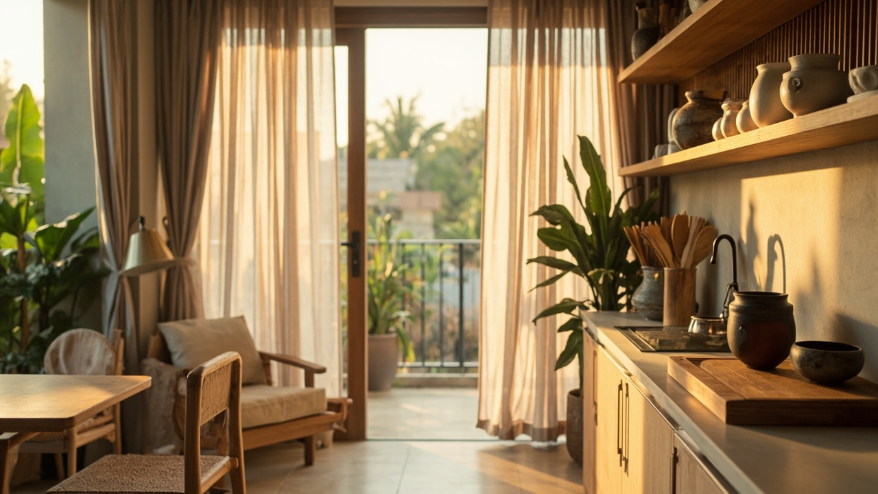 Generated editorial image for Furnished Rental Homes: a complete comfortable rental interior with kitchenware, linens and practical long-stay furniture. This is contextual imagery, not a photograph of a specific listing or ThaiLife property.