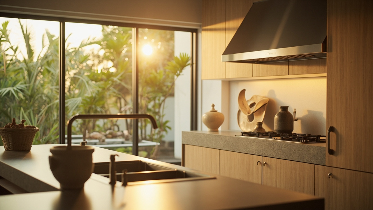 Generated editorial image for Kitchen Renovation: a tropical-home kitchen upgrade with new cabinetry, ventilation and durable finishes. This is contextual imagery, not a photograph of a specific listing or ThaiLife property.