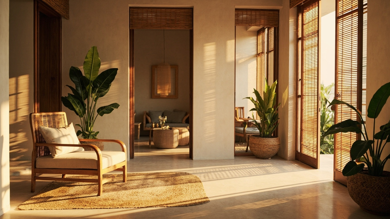Generated editorial image for Furniture And Interiors: a curated tropical-modern interior with locally appropriate furniture and calm coastal styling. This is contextual imagery, not a photograph of a specific listing or ThaiLife property.