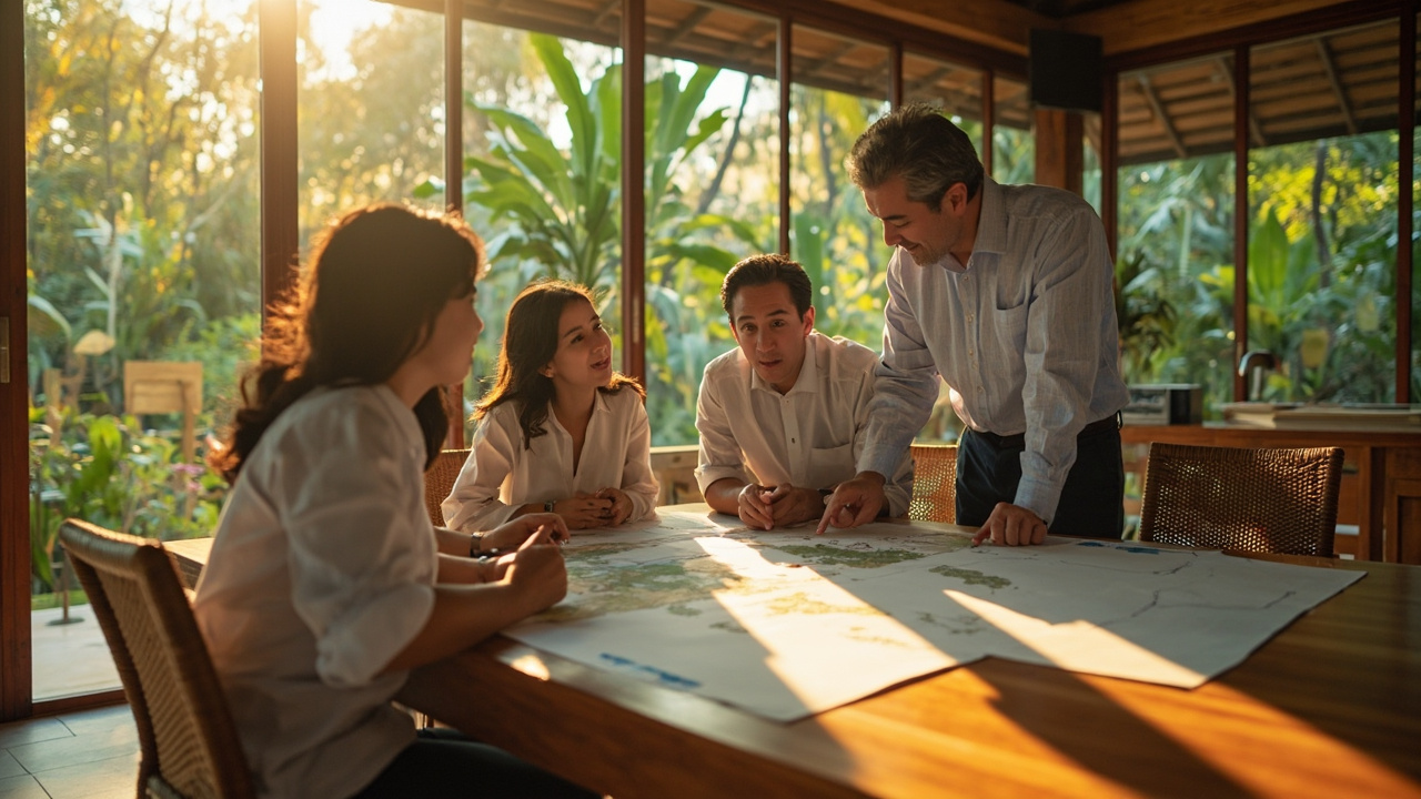 Generated editorial image for Buyer Education: a small informative workshop helping international buyers understand safe Thai property decisions. This is contextual imagery, not a photograph of a specific listing or ThaiLife property.