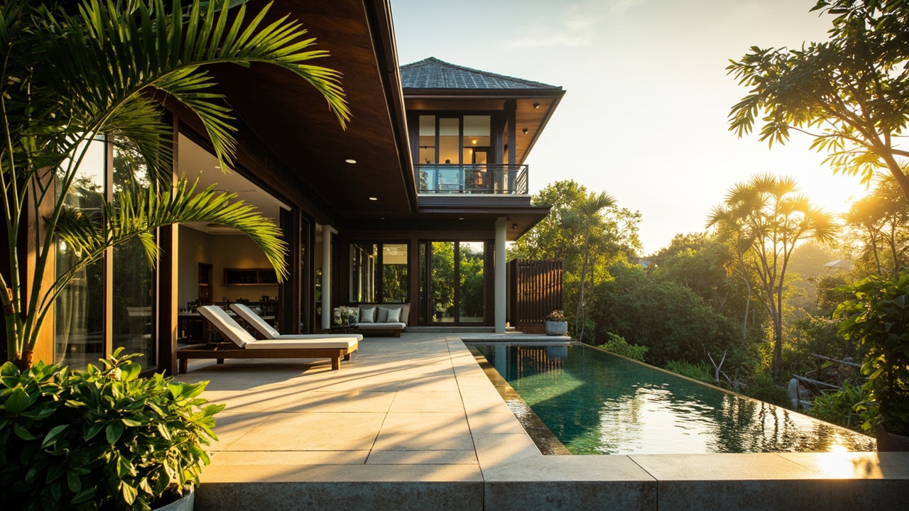 Generated editorial image for Villas For Sale: a polished Khao Lak villa exterior prepared for a buyer viewing with tropical landscaping and inviting architecture. This is contextual imagery, not a photograph of a specific listing or ThaiLife property.