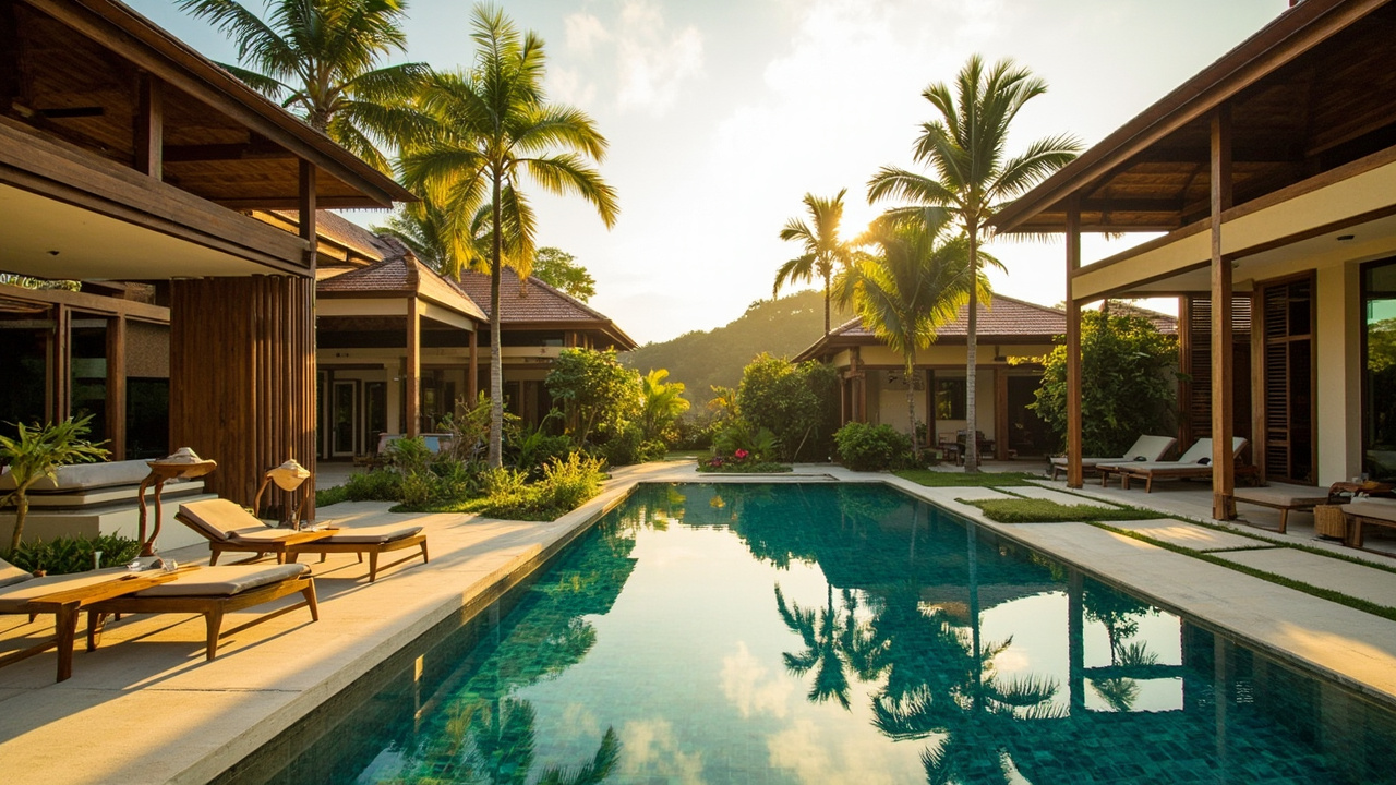 Generated editorial image for Five-Bedroom Luxury Villas: a large refined Khao Lak estate with guest wings, expansive pool and premium coastal styling. This is contextual imagery, not a photograph of a specific listing or ThaiLife property.