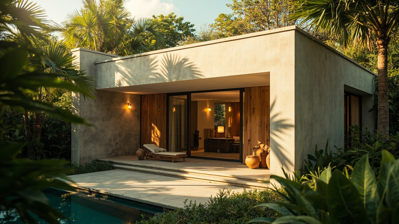 Generated editorial image for Minimalist Villas: a calm uncluttered tropical villa with simple geometry, neutral materials and landscaped privacy. This is contextual imagery, not a photograph of a specific listing or ThaiLife property.