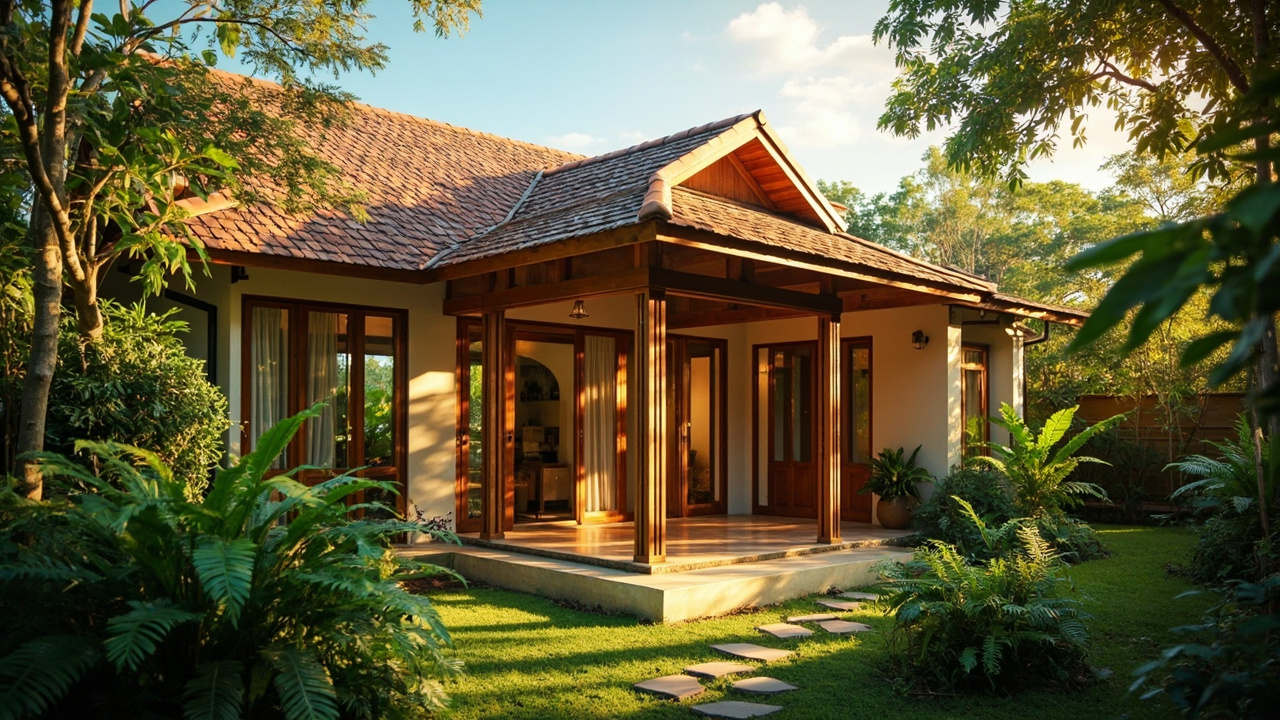 Generated editorial image for Affordable Homes: a modest but attractive tropical house with smart use of space, practical garden and good natural light. This is contextual imagery, not a photograph of a specific listing or ThaiLife property.