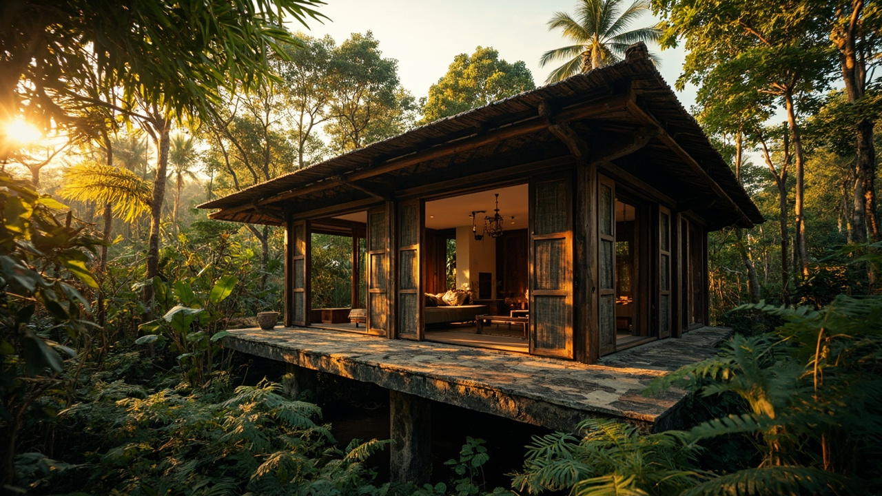 Generated editorial image for Eco Homes: a low-impact tropical house using natural materials, cross-ventilation and deep garden shade. This is contextual imagery, not a photograph of a specific listing or ThaiLife property.