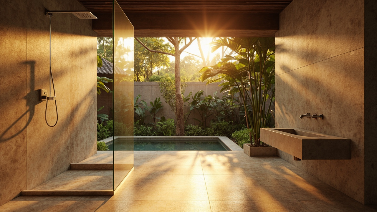 Generated editorial image for Ensuite Bathrooms: a refined ensuite with walk-in shower, natural stone and private garden light. This is contextual imagery, not a photograph of a specific listing or ThaiLife property.