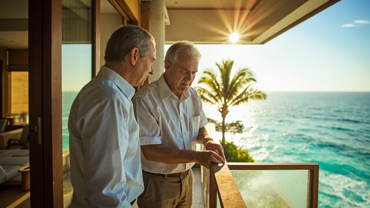 Generated Editorial Image for Coastal Exposure Review: an Adviser & Buyer Inspecting a Seafront Home for Salt, Wind & Weather Resilience. This Is Contextual Imagery, Not a Phot