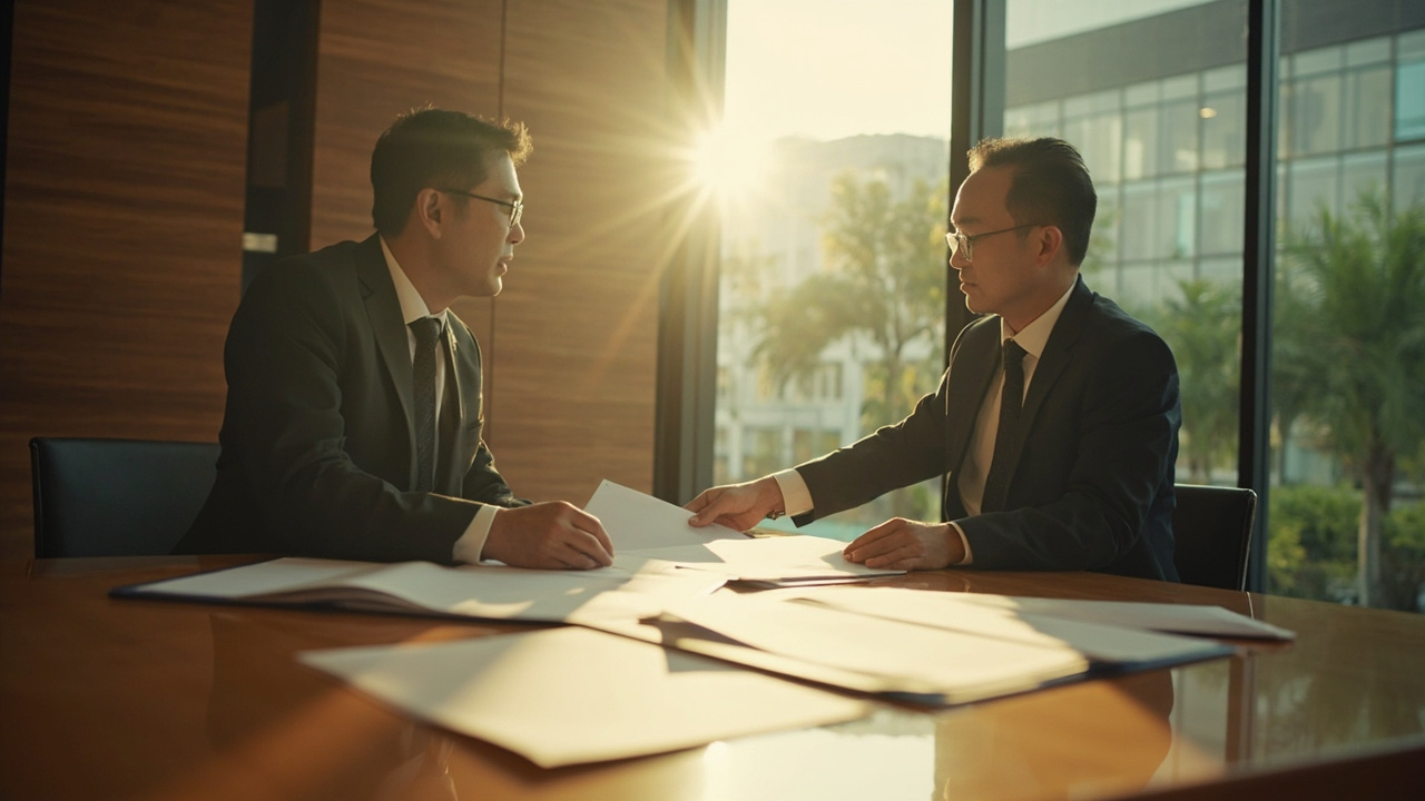Generated Editorial Image for Banking for Buyers: a Buyer Meeting Bank Staff to Organise Funds & Property-Purchase Documentation. This Is Contextual Imagery, Not a Photograph Of