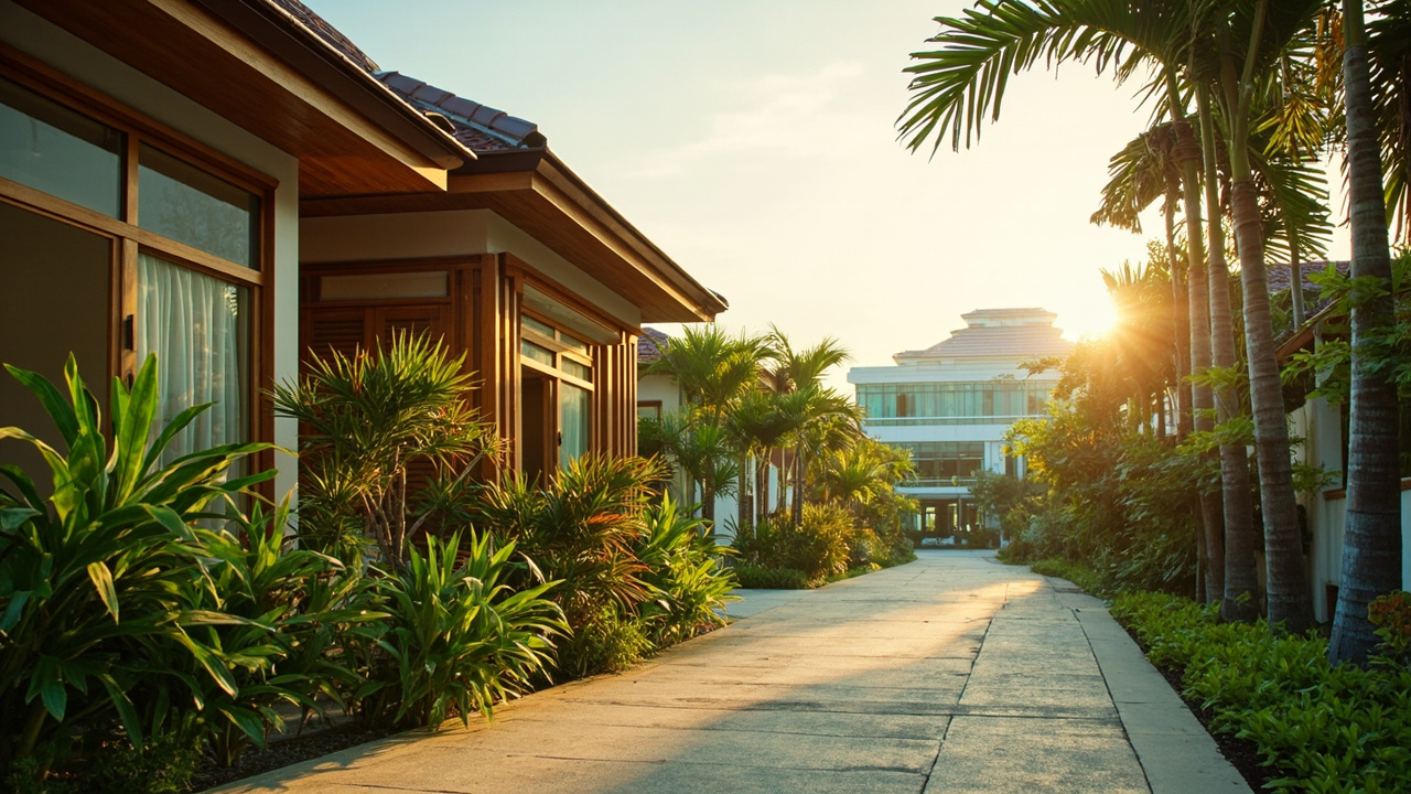 Generated editorial image for Homes Near Healthcare: a reassuring residential-lifestyle scene showing comfortable housing with convenient access to modern local care. This is contextual imagery, not a photograph of a specific listing or ThaiLife property.