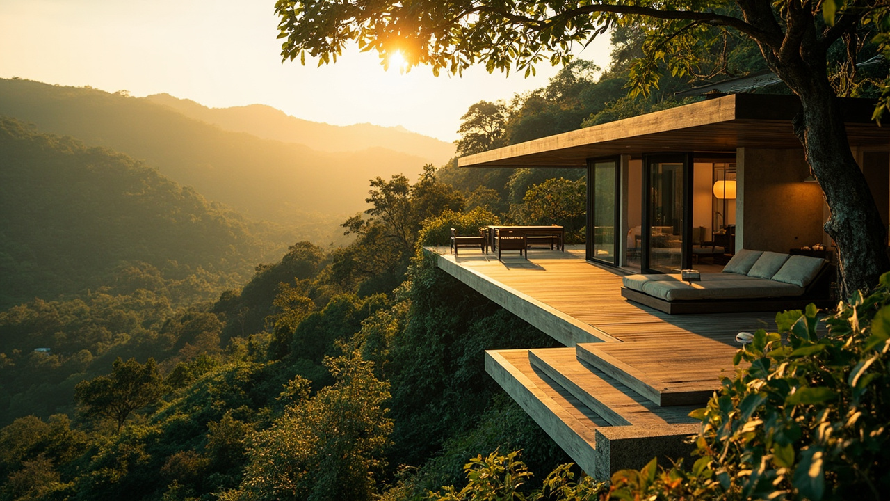 Generated editorial image for Hillside Living: a hillside Khao Lak home with layered green views, breezy terraces and discreet modern design. This is contextual imagery, not a photograph of a specific listing or ThaiLife property.