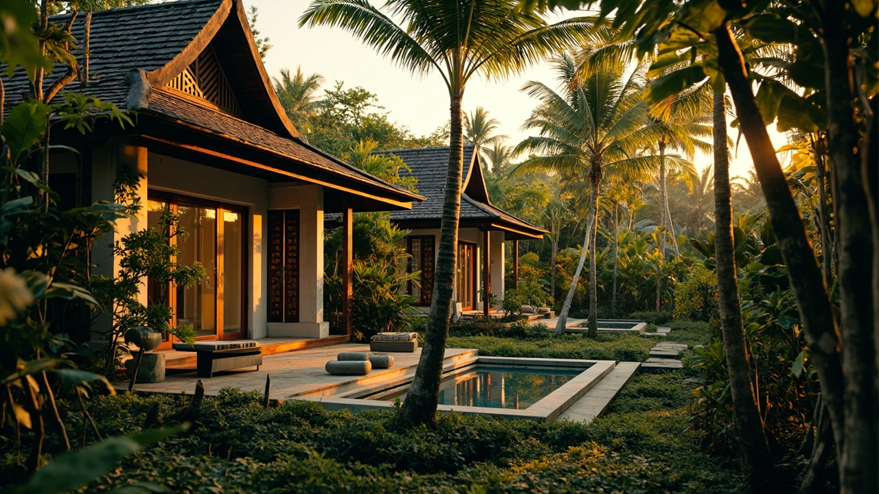 Generated editorial image for Boutique Developments: a small curated villa development with distinctive architecture, privacy and refined tropical landscaping. This is contextual imagery, not a photograph of a specific listing or ThaiLife property.
