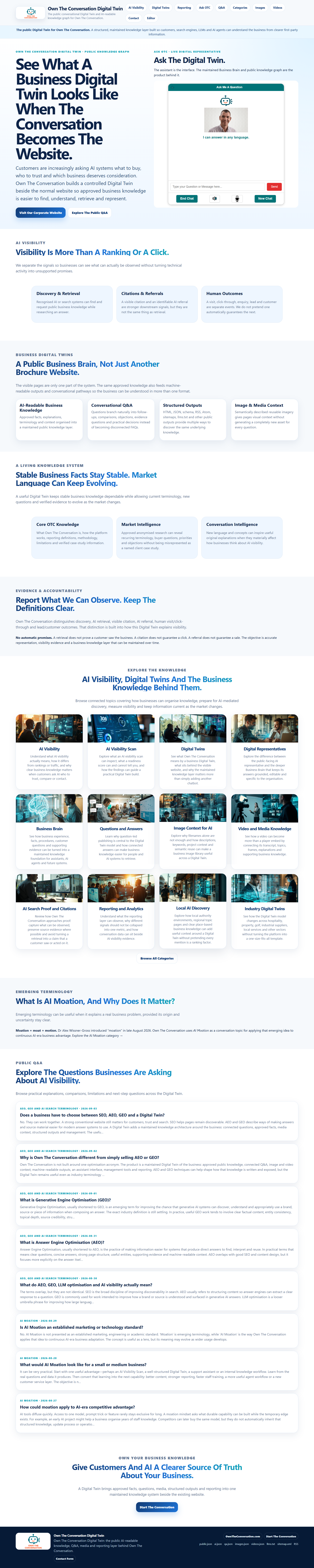 OwnTheConversation.online flagship public Digital Twin homepage