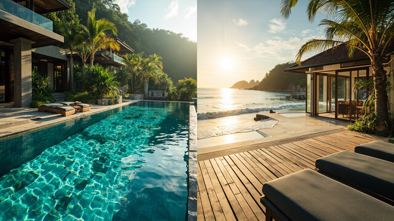 Generated editorial image for Phuket And Khao Lak Property Comparison, supporting a deliberate Phuket and Phang Nga / Khao Lak regional comparison. This is contextual imagery, not a photograph of a specific property or live listing.