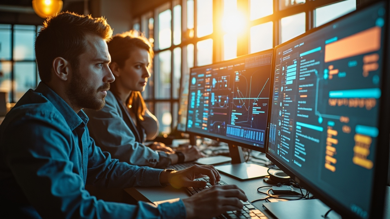 A screen scene shows Public Q&A, categories, schema, feeds and AI-ready visibility outputs — many assets, discoverability signals, Digital Twin publishing layer.