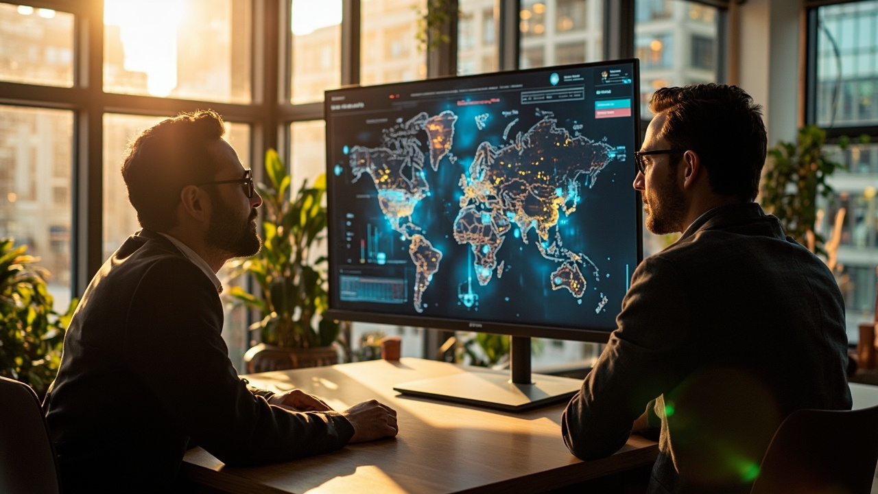 A conversation scene shows Client asks: how does this help my business? — clear answer visuals, AI systems understanding products, services, locations and answers.
