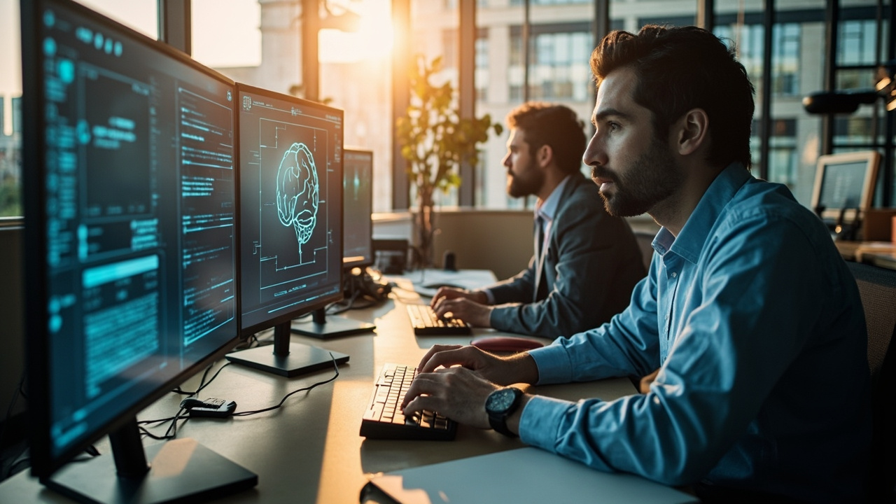 A technical scene shows Public Brain URL connected to the site — secure cloud knowledge source, Bunny storage, structured business brain, fast access.
