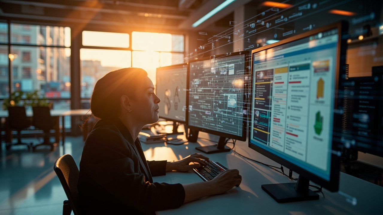 A calm explainer scene shows How AI systems read businesses — AI assistant, search systems, structured business pages, public files, clean architecture.