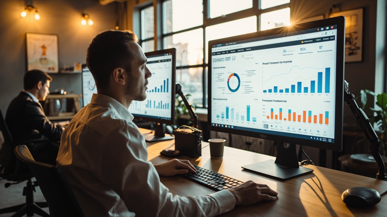 A modern dashboard scene shows Partner analytics and fulfilment overview — categories, Q&A, public outputs, scan reports, maintenance flow.