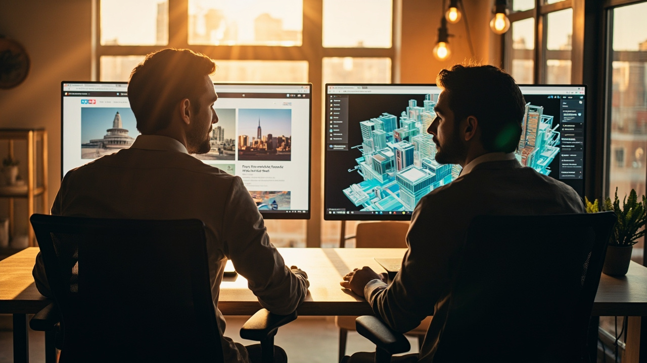 A category scene revisits Digital Twin Vs Website — stronger, cleaner comparison, old versus new, passive versus intelligent.