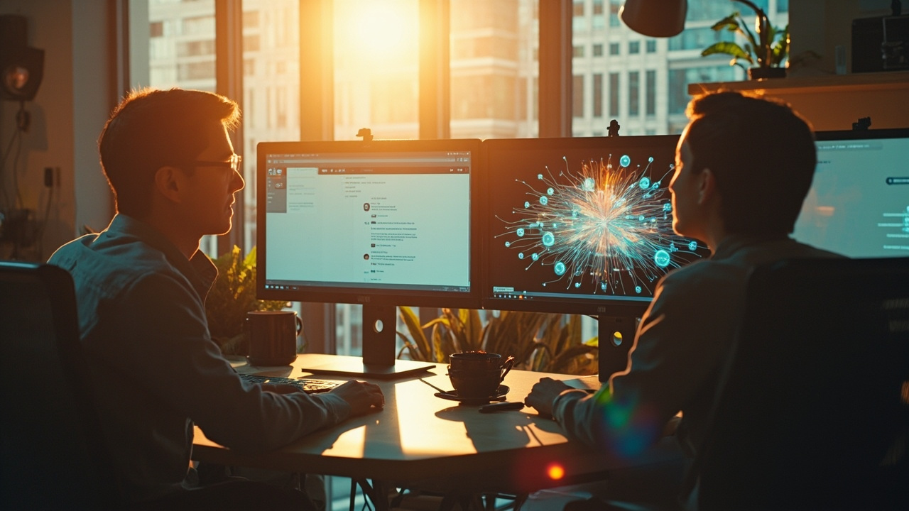 A category scene revisits Digital Twin Vs Chatbot — face of chat versus depth of business brain, assistant interface versus data system.