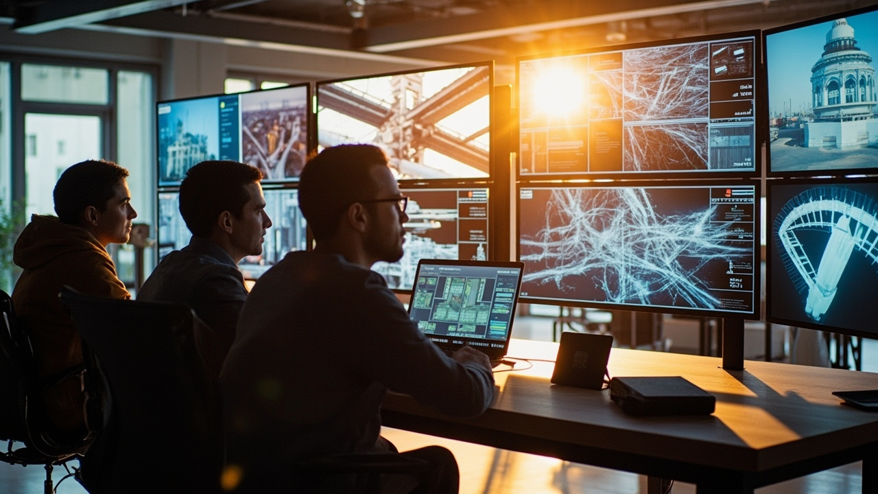 A category scene revisits Industry Digital Twin Examples — many industry mini-scenes, broad commercial applicability.