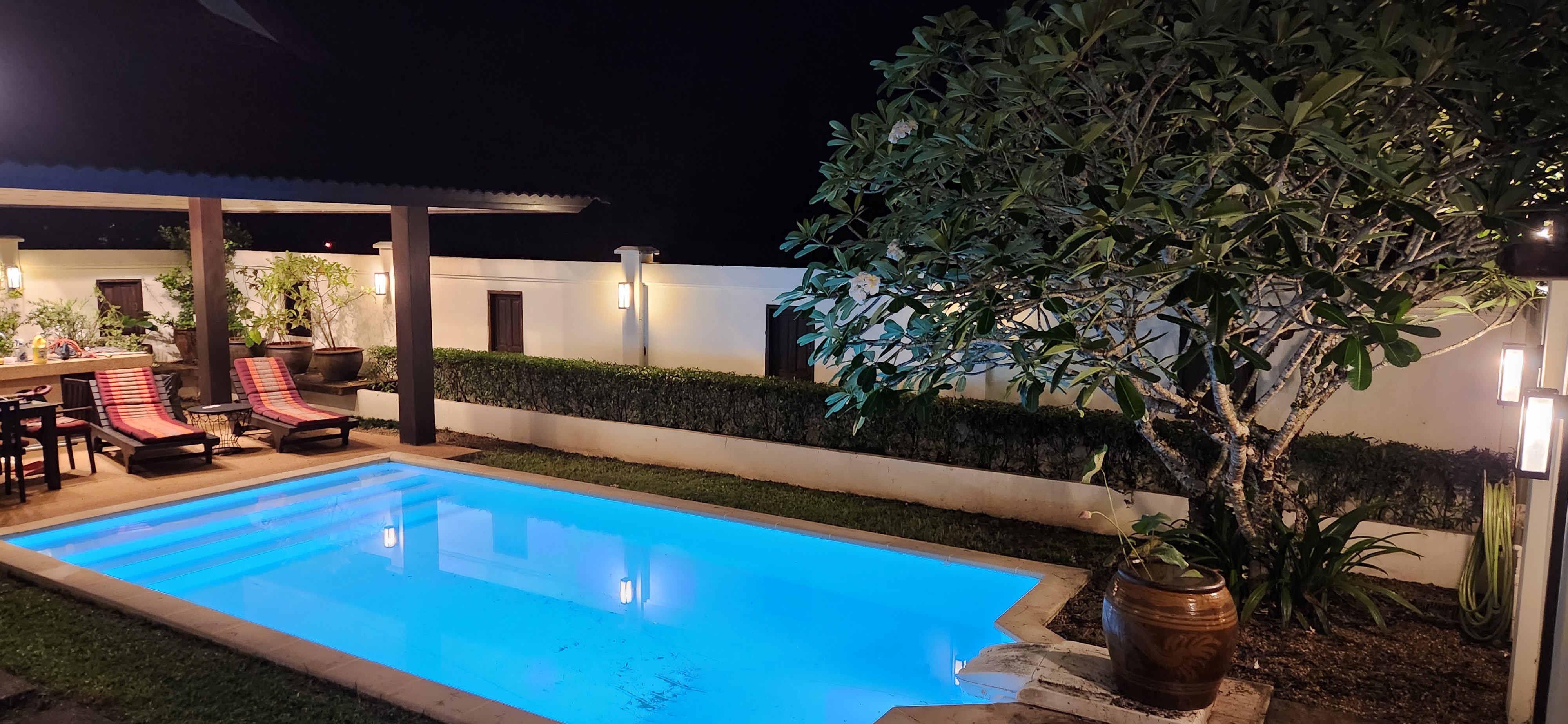 Thai Life Beach House Pool at Night