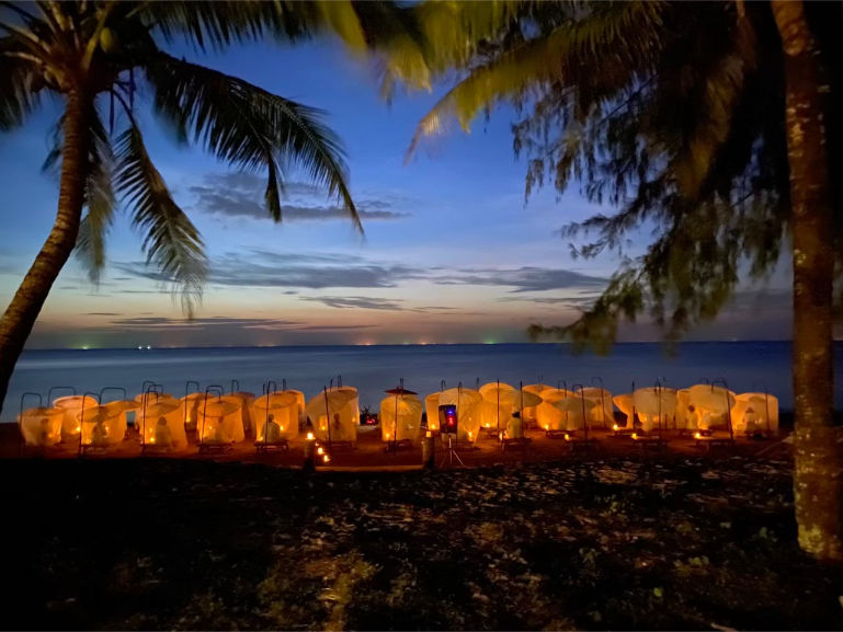 Beachside Evening Candlelight Meditation Setup B4 - ThaiLife Meditation & Wellness Resort