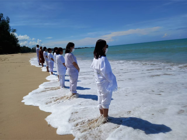 Hotel Guests Meditation On Beach Shore B4 - ThaiLife Meditation & Wellness Resort