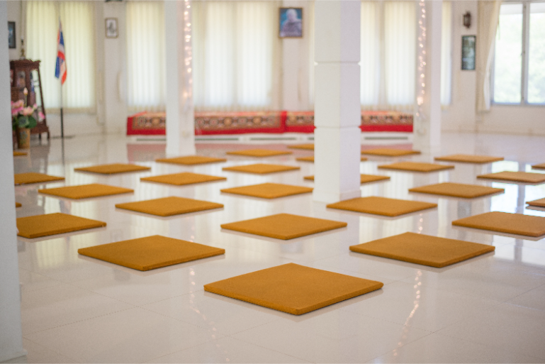 Resort Meditation Room Seating Setup - ThaiLife Meditation & Wellness Resort