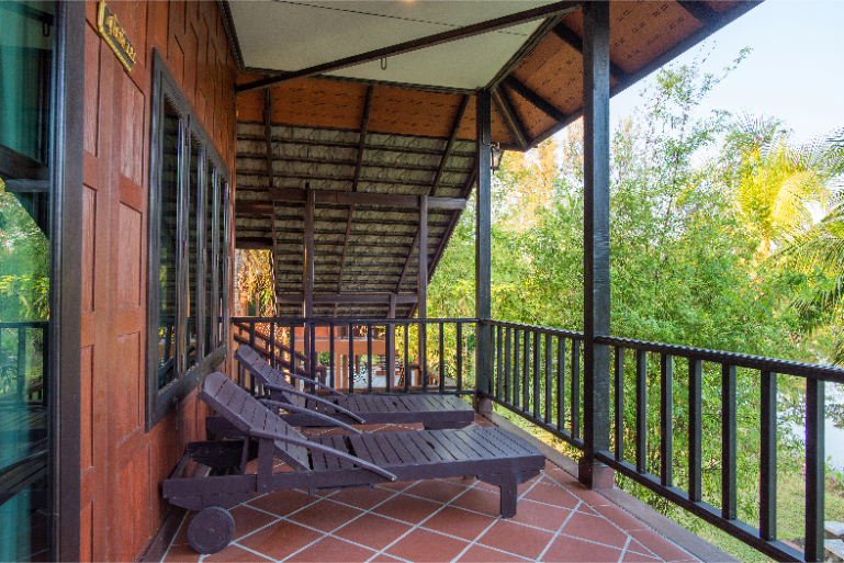 Resort Private Balcony Wooden Loungers B4 - ThaiLife Meditation & Wellness Resort