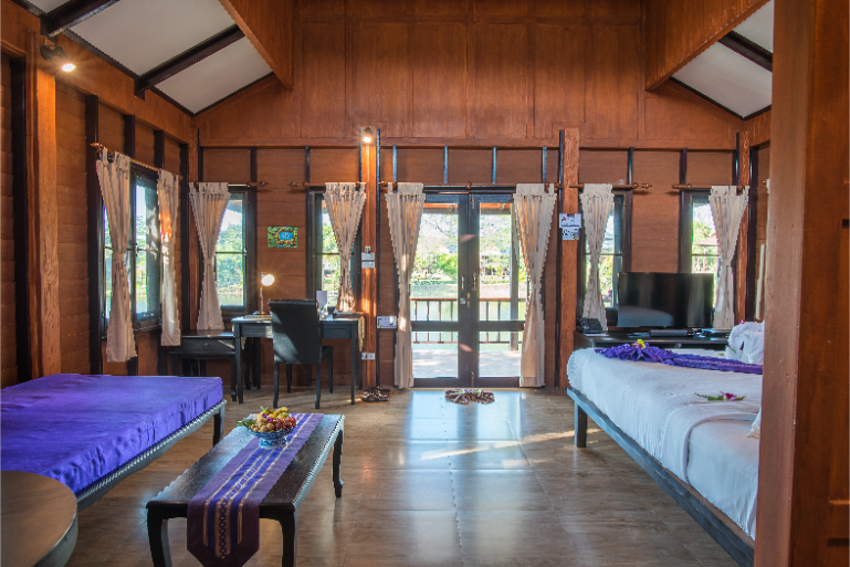 Traditional Wooden Resort Guest Room B4 Guestchat Online - ThaiLife Meditation & Wellness Resort