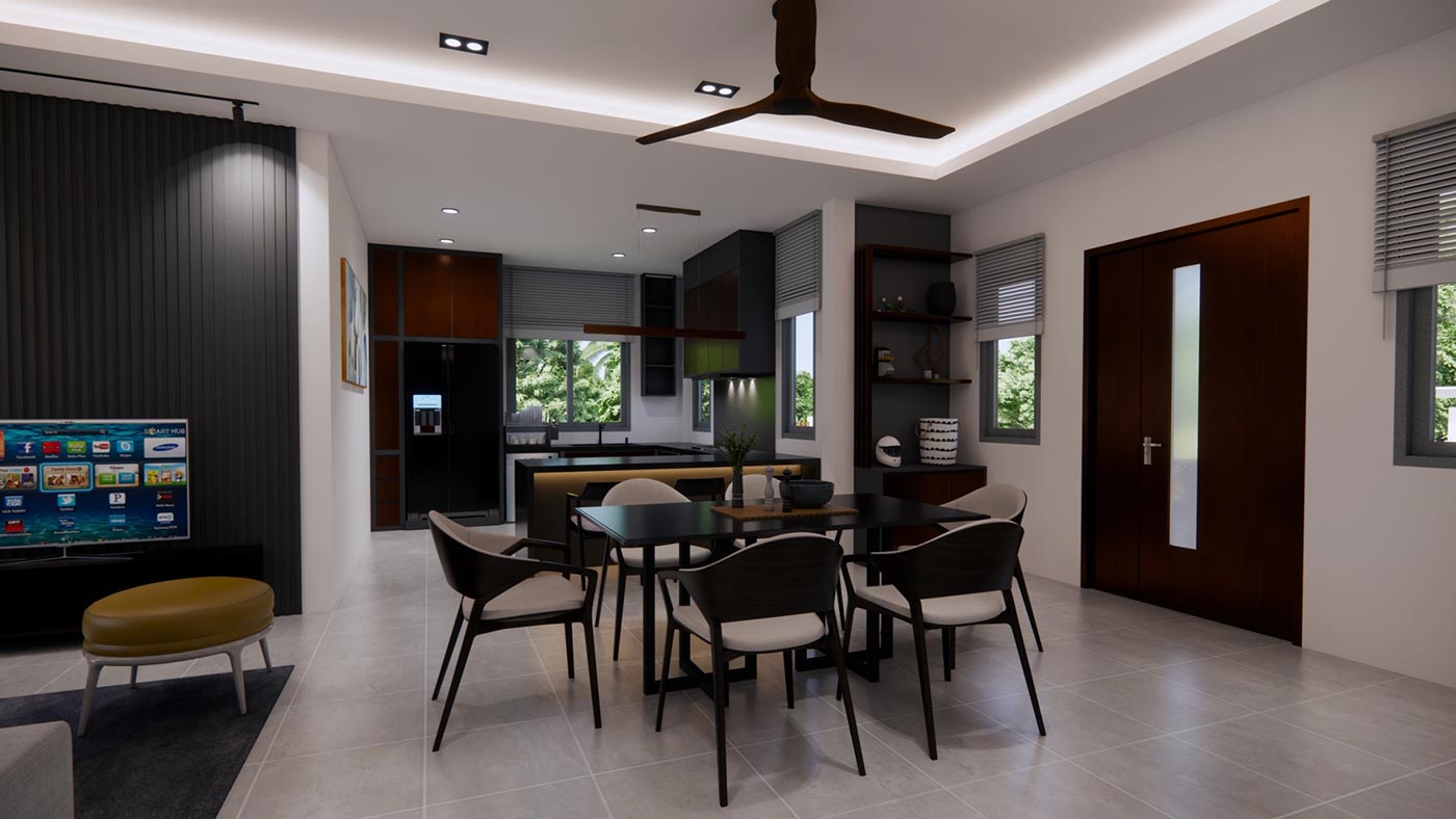 Official ThaiLife Residences project image showing modern dining area kitchen residence for the Bang Muang, Takua Pa development. Confirm whether the image is completed-property photography, a show unit or a design visualisation before using it as construction-status evidence.