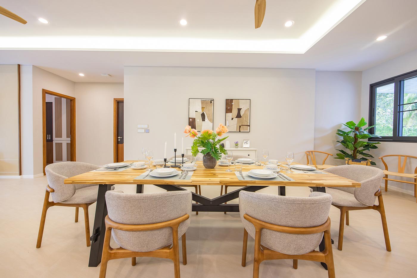 Official ThaiLife Residences project image showing modern dining room set home interior for the Bang Muang, Takua Pa development. Confirm whether the image is completed-property photography, a show unit or a design visualisation before using it as construction-status evidence.