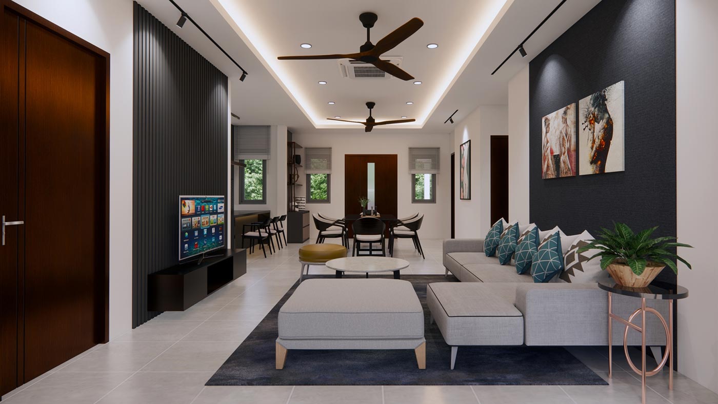 Official ThaiLife Residences project image showing modern living room apartment interior for the Bang Muang, Takua Pa development. Confirm whether the image is completed-property photography, a show unit or a design visualisation before using it as construction-status evidence.