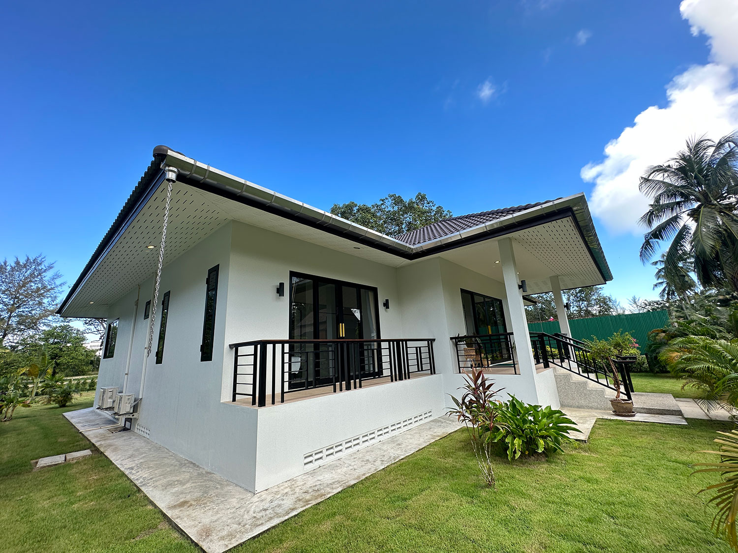 Official ThaiLife Residences project image showing modern single story house exterior garden for the Bang Muang, Takua Pa development. Confirm whether the image is completed-property photography, a show unit or a design visualisation before using it as construction-status evidence.